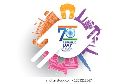 Happy Indian Republic day Vector illustration or background for 26 January celebration poster or banner background Vector