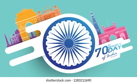 Happy Indian Republic day Vector illustration or background for 26 January celebration poster or banner background Vector Happy Indian Republic day Vector illustration or background for 26 January celebration poster or banner background Vector