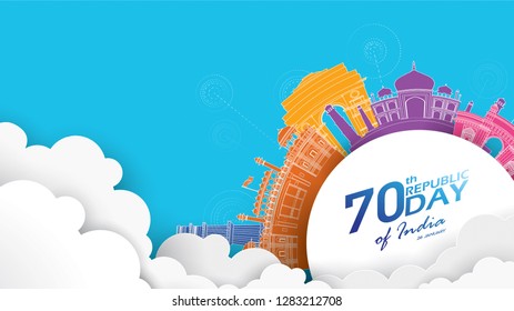 Happy Indian Republic day Vector illustration or background for 26 January celebration poster or banner background Vector