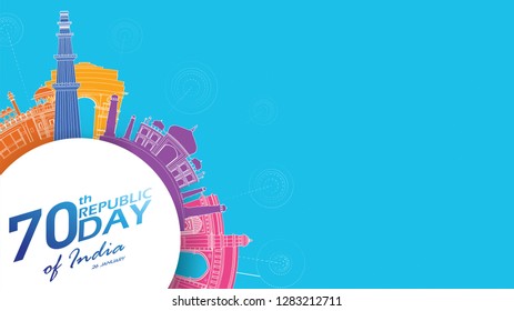 Happy Indian Republic day Vector illustration or background for 26 January celebration poster or banner background Vector