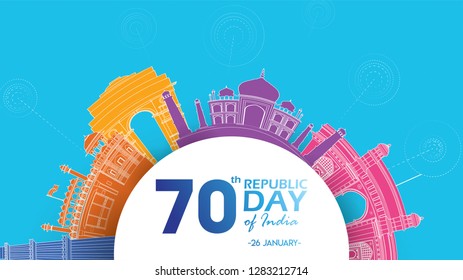 Happy Indian Republic day Vector illustration or background for 26 January celebration poster or banner background Vector