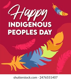 happy indigenous peoples day with feather silhouette