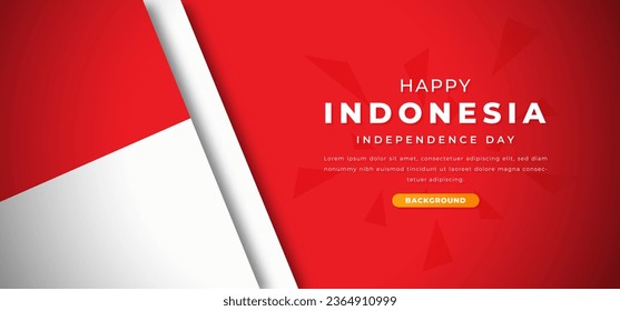 Happy Indonesia Independence Day Design Paper Cut Shapes Background Illustration for Poster, Banner, Advertising, Greeting Card