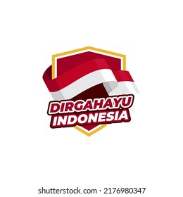 Happy Indonesia independence day illustration badge design
