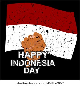 
happy Indonesian day. to commemorate the Indonesian independence day. Black background with a red and white flag.