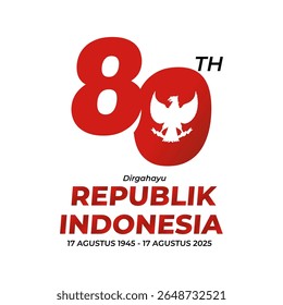 Feliz dia da independência indonésia 17 de agosto de 2025 80º vetor com o espaço negativo de Garuda