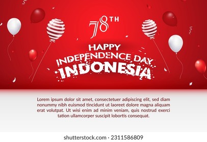 happy indonesian independence day 78th of august banner with abstract gradient red and white background design2