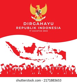 Happy Indonesian Independence Day  August 17  logo for greeting card  banner  vector icon symbol illustration design