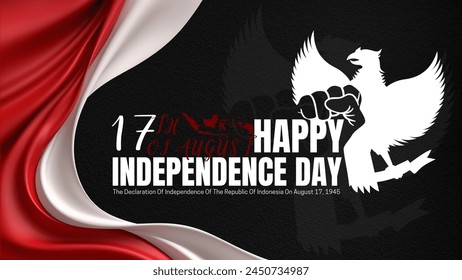 Happy Indonesian Independence Day, August 17. Vector flat illustration design. Can be used for the coming year and is suitable for posters, banners, greeting cards and social media posts