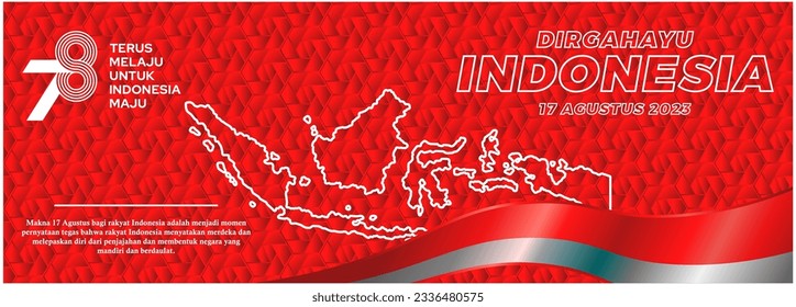 Happy Indonesian Independence Day Background with indonesian map and 78 Logo, suitable for banners and book covers