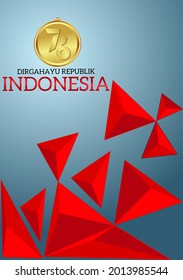 Happy Indonesian Independence Day, Dirgahayu Republik Indonesia, meaning Long live Indonesia, with gold medal, Vector illustration.