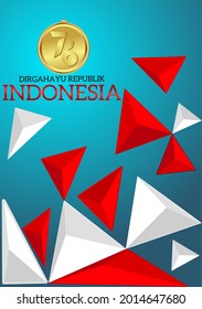 Happy Indonesian Independence Day, Dirgahayu Republik Indonesia, meaning Long live Indonesia, with gold medal, Vector illustration.