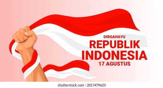 Happy Indonesian Independence Day, Dirgahayu Republik Indonesia, meaning Long live Indonesia, Vector illustration.