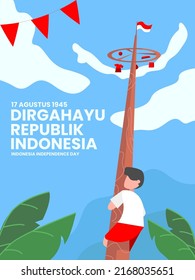 Happy Indonesian Independence Day, Dirgahayu Republik Indonesia, meaning Long live Indonesia, Vector illustration.