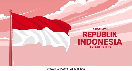 Happy Indonesian Independence Day, Dirgahayu Republik Indonesia, meaning Long live Indonesia, Vector illustration.