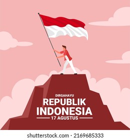 Happy Indonesian Independence Day, Dirgahayu Republik Indonesia, meaning Long live Indonesia, Vector illustration.