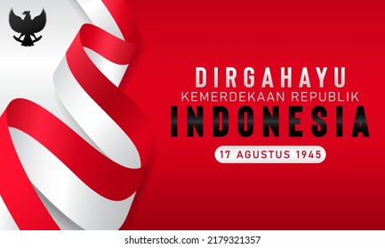 Happy Indonesian Independence Day. Dirgahayu Republik Indonesia, meaning long live Indonesia. Indonesian Independence Day background August 17th. Vector illustration