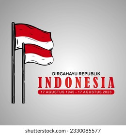 Happy Indonesian Independence Day, Dirgahayu Republik Indonesia, meaning Long live Indonesia, Vector illustration.