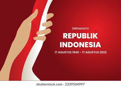 Happy Indonesian Independence Day, Dirgahayu Republik Indonesia, 17 August 1945. meaning Long live Indonesia, Vector illustration.