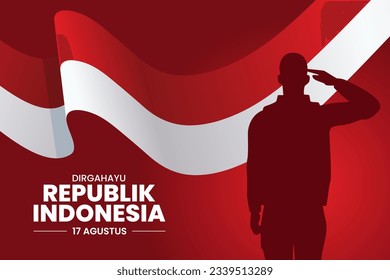 Happy Indonesian Independence Day, Dirgahayu Republik Indonesia, 17 August 1945. meaning Long live Indonesia, Vector illustration.