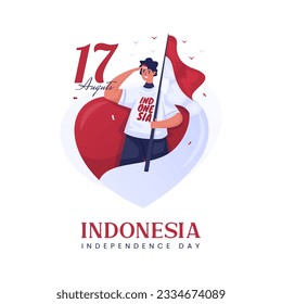 Feliz Día de la Independencia de Indonesia diseño de post