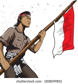 Happy Indonesian National Heroes day. Vector illustration for greeting card, poster and banner