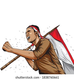 Happy Indonesian National Heroes Day. Vector Illustration For Greeting Card, Poster And Banner