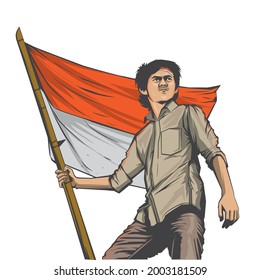 Happy Indonesian National Heroes day. Vector illustration for greeting card, poster and banner