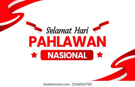 Happy Indonesian National Heroes Day with a red and white flag background