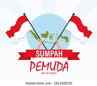 Happy Indonesian Youth Pledge Day (Sumpah Pemuda) Vector Illustration, Suitable for Poster Banner Flyer Template and Other Usage