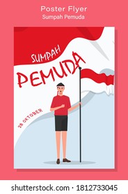 Happy Indonesian Youth Pledge Day (Sumpah Pemuda) vector illustration. Suitable for greeting card, poster and banner, template and other usage