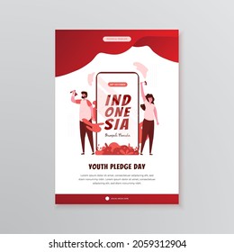 Happy Indonesian youth pledge day or called Sumpah Pemuda on poster design