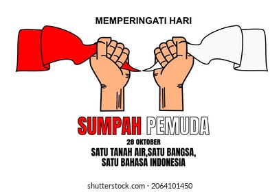 Happy Indonesian Youth Pledge day (Hari Sumpah Pemuda) vector illustration.Suitable for greeting card,poster and banner. translated youth pledge day.