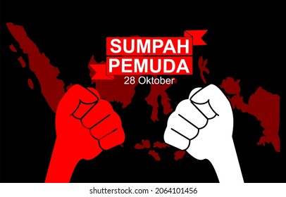 Happy Indonesian Youth Pledge day (Hari Sumpah Pemuda) vector illustration.Suitable for greeting card,poster and banner. translated youth pledge day.