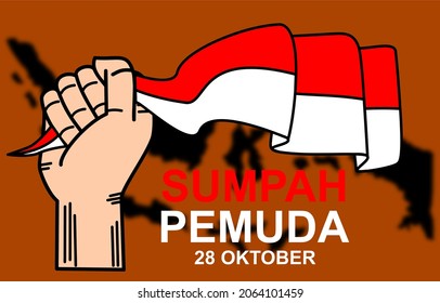 Happy Indonesian Youth Pledge day (Hari Sumpah Pemuda) vector illustration.Suitable for greeting card,poster and banner. translated youth pledge day.