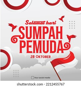 Happy indonesian youth pledge (selamat hari sumpah pemuda) social media post template