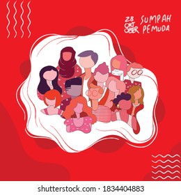 Happy Indonesian Youth Pledge, Translation Selamat Hari Sumpah Pemuda. Vector illustration, suitable for greeting card, poster and banner design