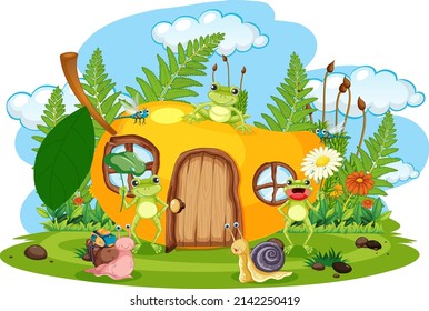 Happy Insect In Nature Fairy Tale Scene Illustration