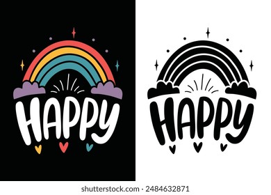 Happy and Inspirational Motivational Quotes Typography T-shirt Design Vector Illustration Bundle for Positive and Uplifting Apparel Art