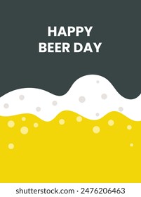 Feliz Día Internacional de la Cerveza Fondo de cerveza. Tarjeta de felicitación, cartel, Anuncio. Ilustración vectorial