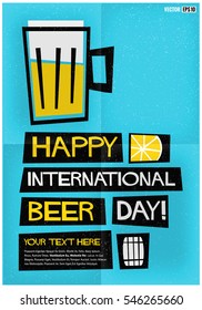 Happy International Beer Day! (Flat Style Vector Illustration Alcohol Poster Design) With text Box Template