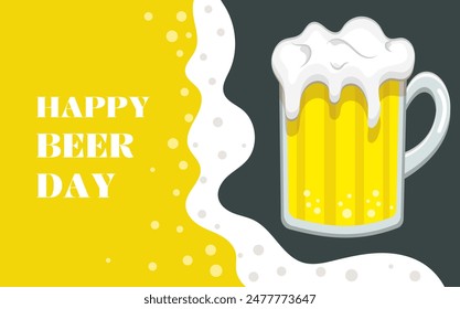 Happy international beer day. Glass of beer. Vector illustration.м