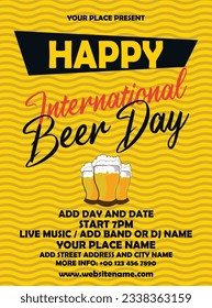 happy International beer day party flyer poster social media post design