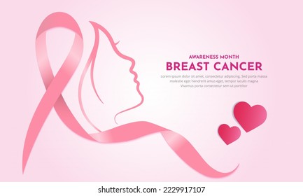 Feliz Día Internacional del Cáncer de Mama Colección de Historias. Diseño del día del cáncer de mama con vector de cinta rosa.