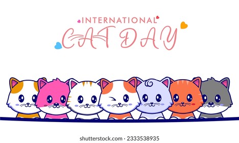 Happy International Cat Day vector, Creative Cat Day Vector Background