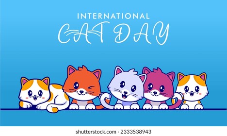 Happy International Cat Day vector, Creative Cat Day Vector Background