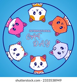 Happy International Cat Day vector, Creative Cat Day Vector Background