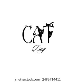 Happy International Cat Day vector, Creative Cat Day Vector on white Background. Vector illustration.