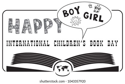Happy International Children's Book Day in the form of a stamp