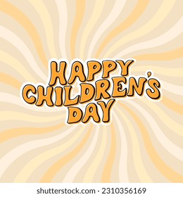 Feliz día internacional de los niños con un estilo retro. Afiche colorido sobre el día de los niños. Concepto de infancia feliz